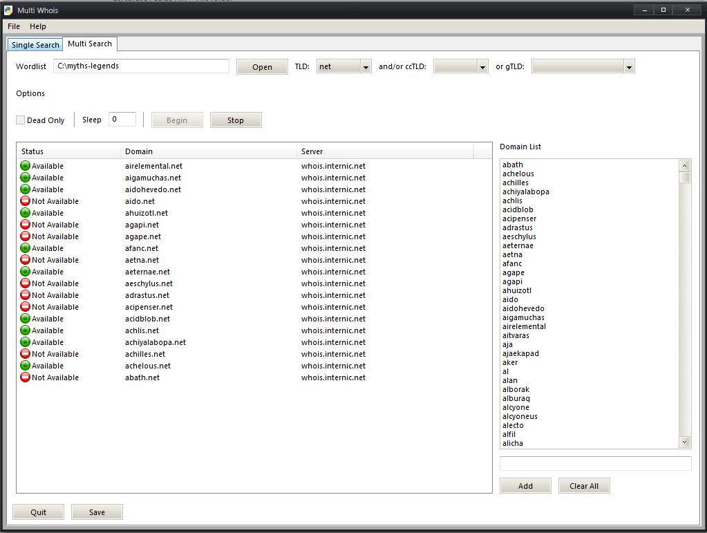 Multi Whois 1.1.0 software screenshot