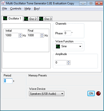 MultiTone Generator 1.9 software screenshot
