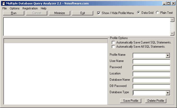 Multiple Database Query Analyzer 2.1 software screenshot
