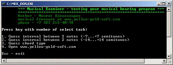 Musical Examiner for DOS 2006.06 software screenshot
