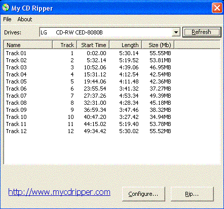 My CD Ripper 1.1 software screenshot