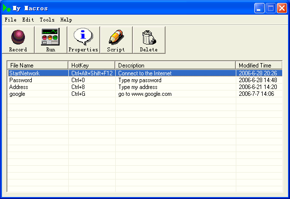 My Macros 3.7 software screenshot