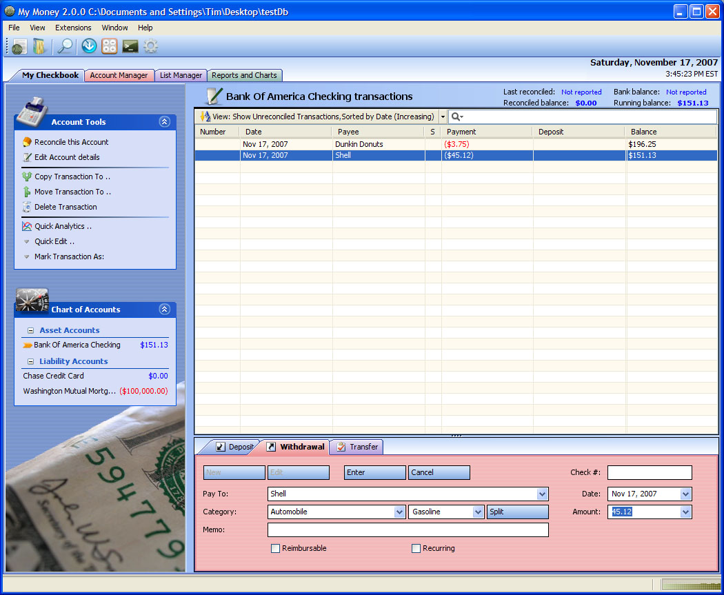 My Money 2.0.91 software screenshot