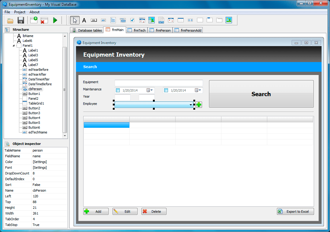 My Visual DataBase 3.2 software screenshot