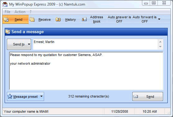 My WinPopup Express 2009.02 software screenshot