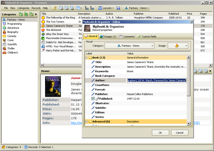MyBookLib Organizer 1.08 software screenshot