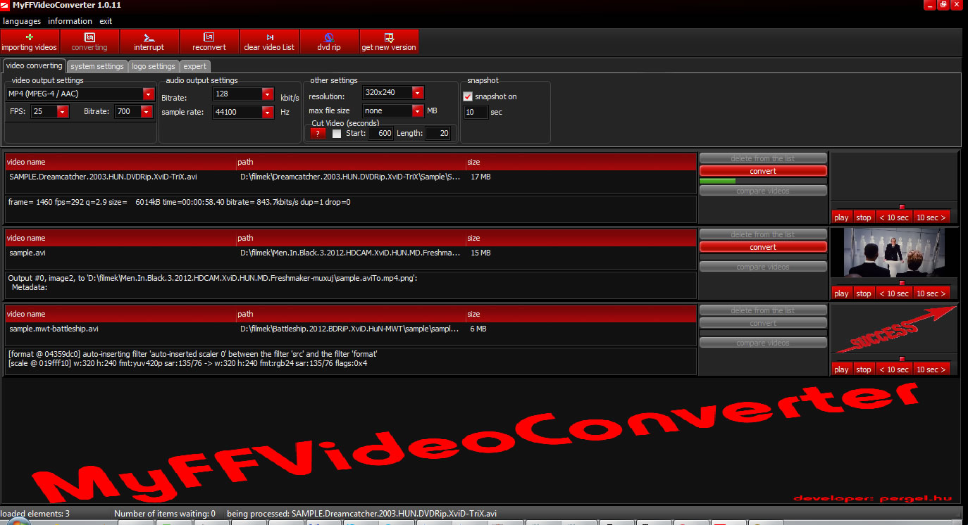 MyFFVideoConverter 1.0.20.1 software screenshot
