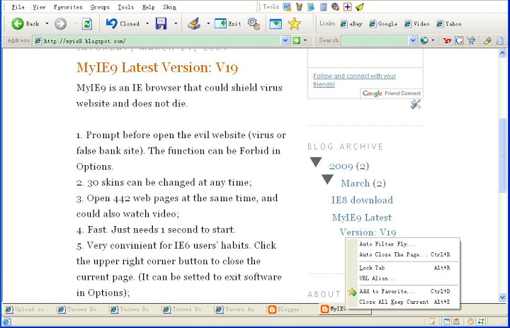 MyIE9 Browser 309.0 software screenshot