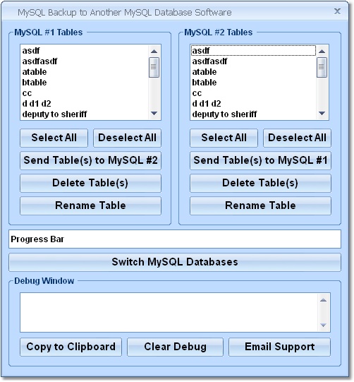 MySQL Backup To Another MySQL Database Software 7.0 software screenshot
