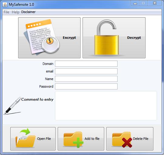 MySafenote 1.0 software screenshot