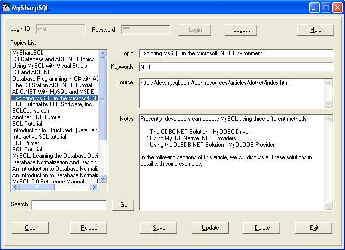 MySharpSQL 1.1 software screenshot