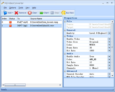 MyVideoConverter 2.52 software screenshot