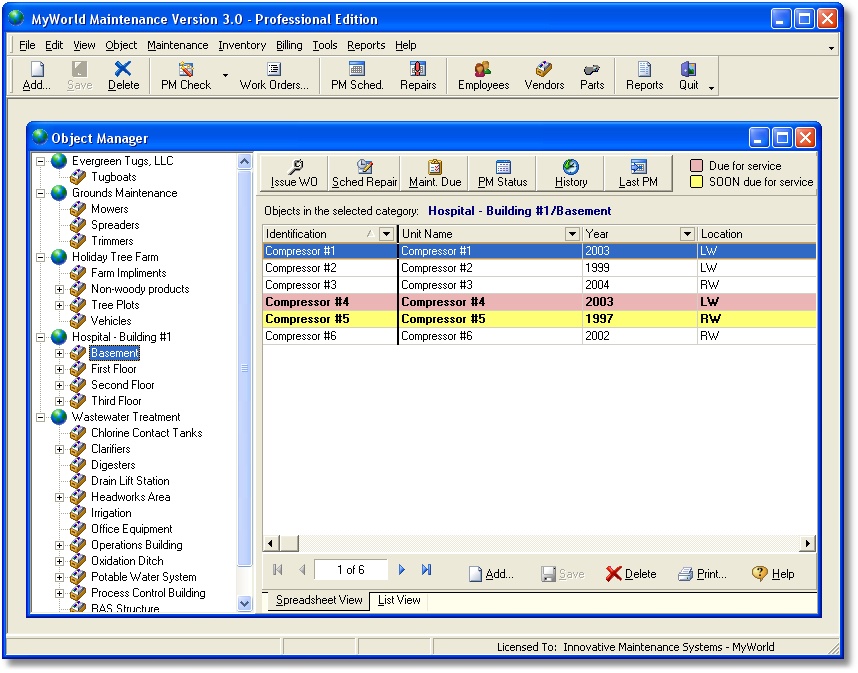 MyWorld Maintenance Standard 3.00 software screenshot