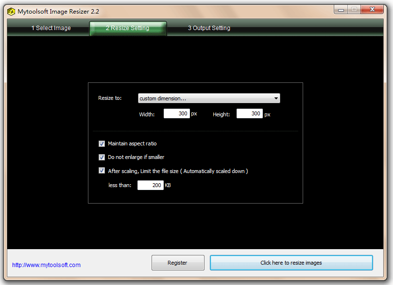 Mytoolsoft Image Resizer 2.6 software screenshot