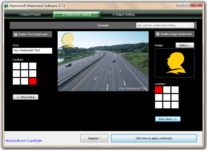 Mytoolsoft Watermark Software 3.9.1 software screenshot
