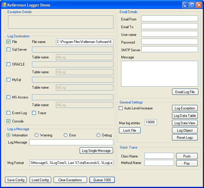 .NET Logging Library 2.15 software screenshot