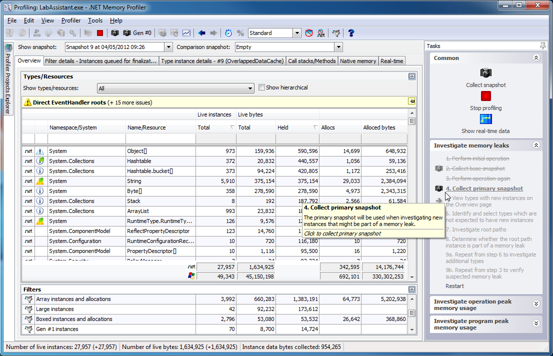 .NET Memory Profiler 5.0.156 software screenshot