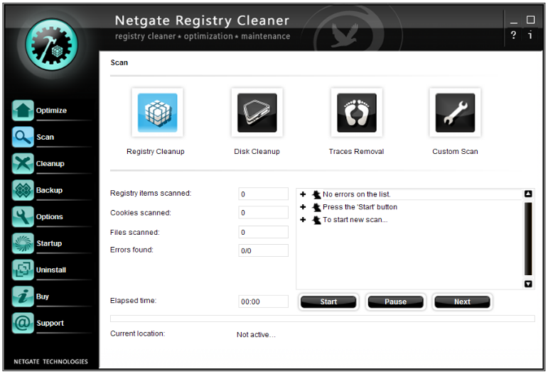 NETGATE Registry Cleaner 17.0.310.0 software screenshot