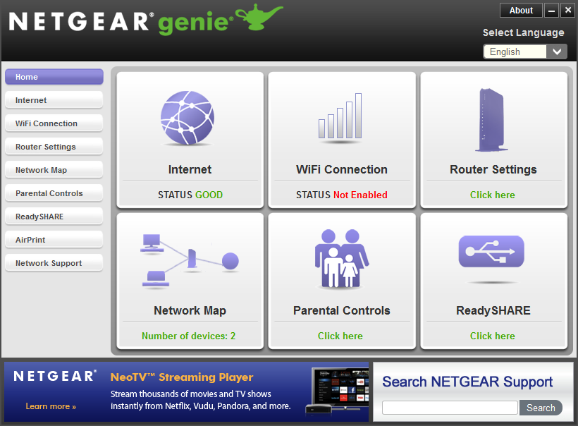 NETGEAR Genie 2.4.38 software screenshot