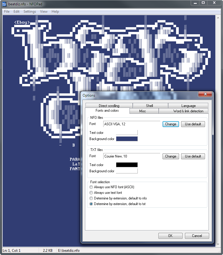 NFOpad 1.68 software screenshot