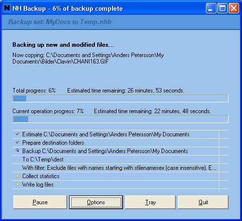 NH Backup 3.0.74 software screenshot