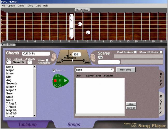 NSA Song Player 1.22 software screenshot