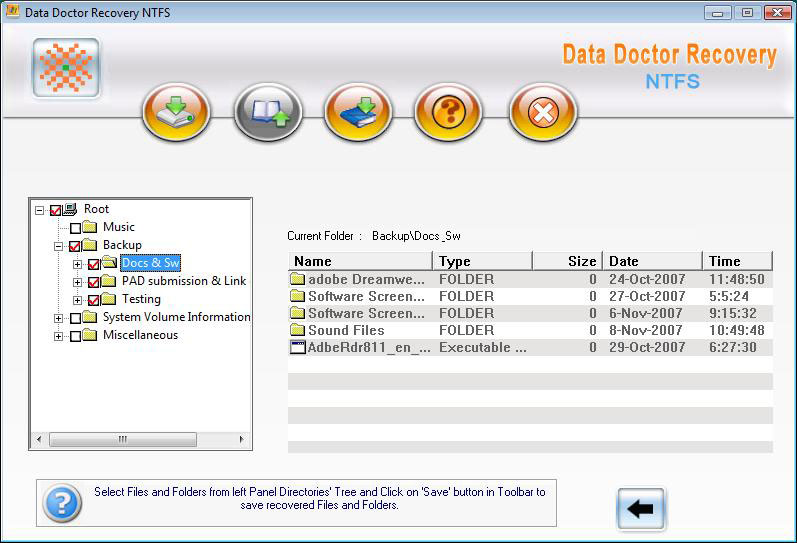NTFS Deleted File Recovery 3.0.1.5 software screenshot
