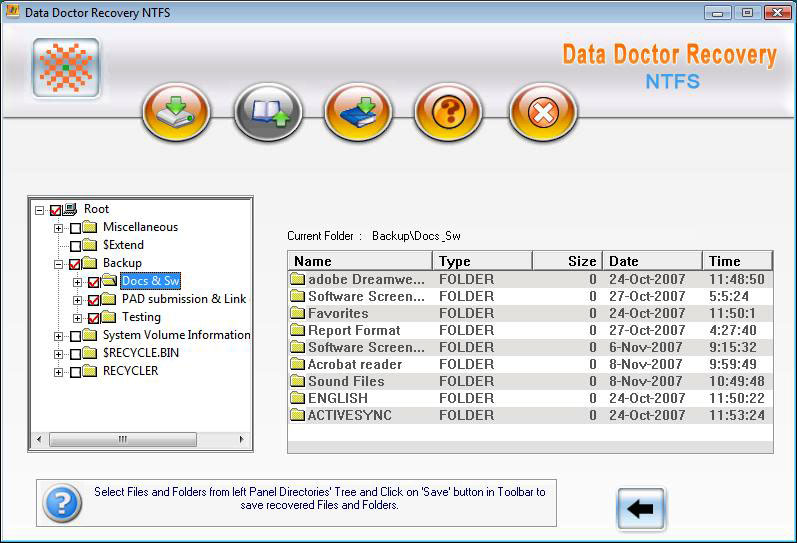 NTFS Recovery 3.0.1.5 software screenshot
