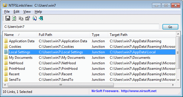NTFSLinksView 1.21 software screenshot