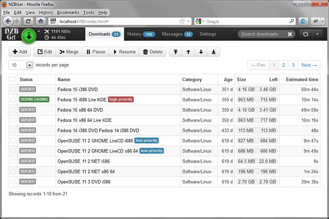 NZBGet 18.0 software screenshot