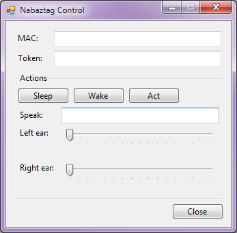 Nabaztag Control 2013-09-30 software screenshot