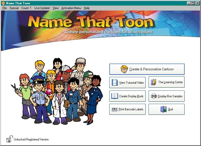 Name-That-Toon Personalized Cartoons 3.2 software screenshot
