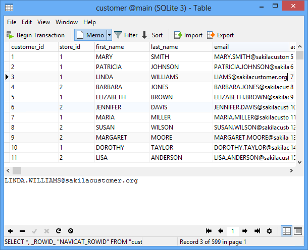 Navicat for SQLite 12.0.9 software screenshot