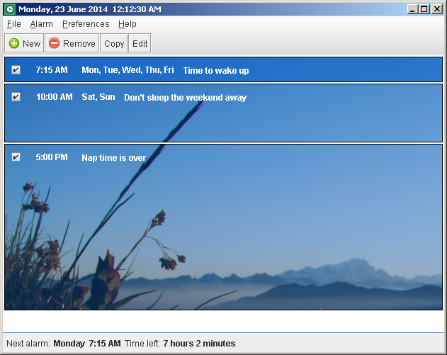 Neat Alarm Clock 1.10 software screenshot