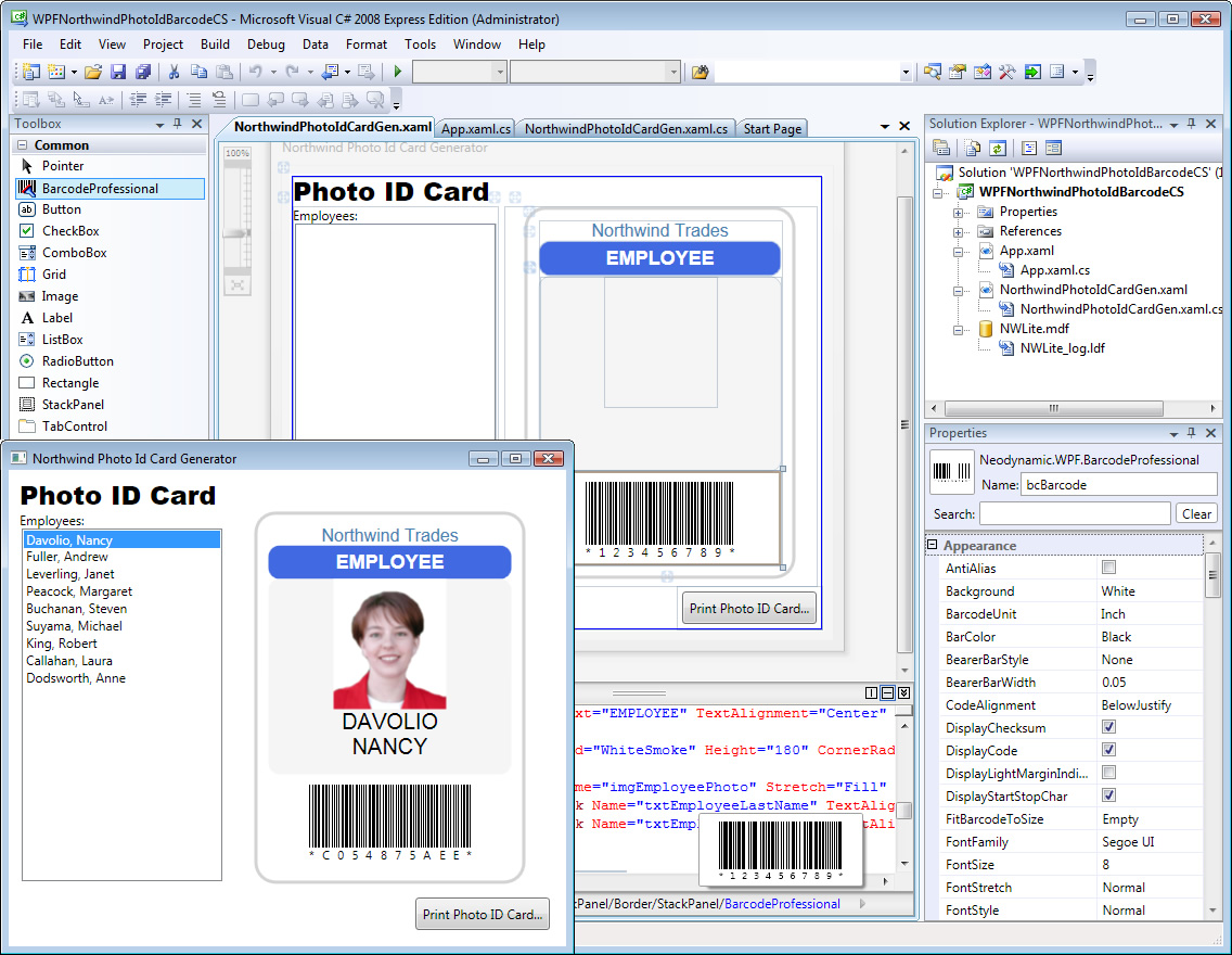 Neodynamic Barcode Professional for WPF 5.0 software screenshot