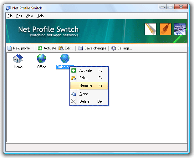 Net Profile Switch 7.0 software screenshot