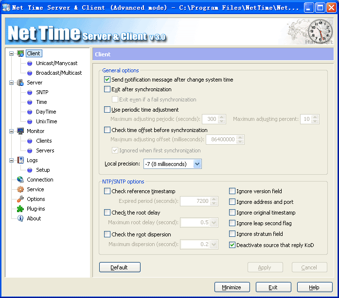 Net Time Server & Client 3.0.1.2110 software screenshot