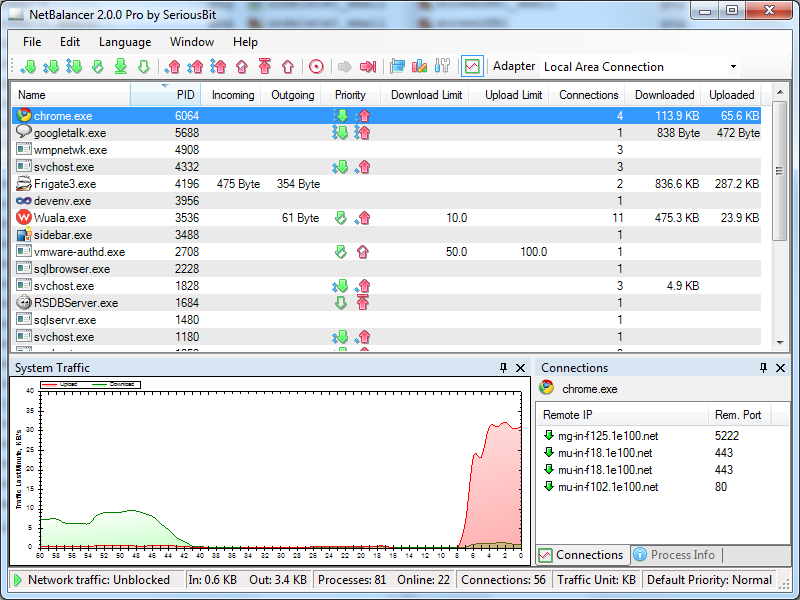 NetBalancer Free 5.2.1 software screenshot