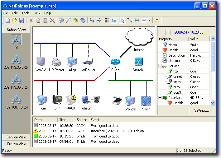 NetPalpus 2.10 software screenshot