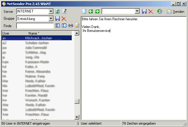 NetSender Pro 2.60 software screenshot