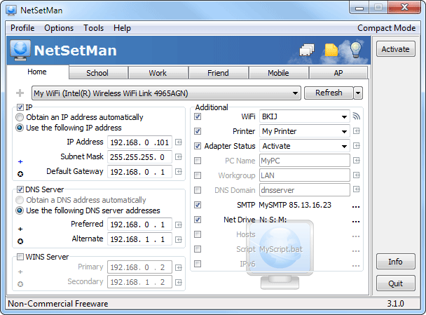 NetSetMan 4.4.0 software screenshot