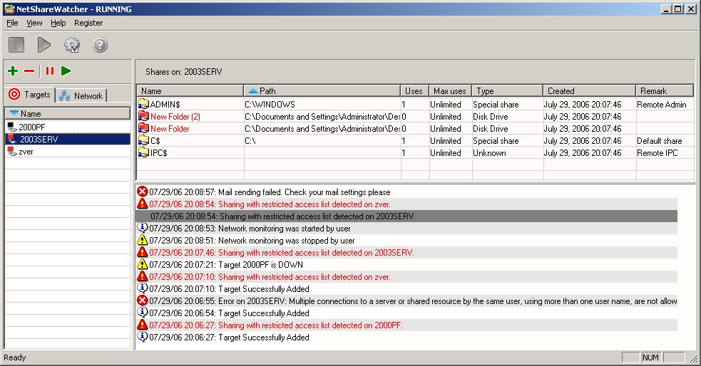 NetShareWatcher 1.5.8.0 software screenshot