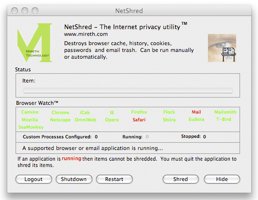 NetShred X 4.7.3 software screenshot