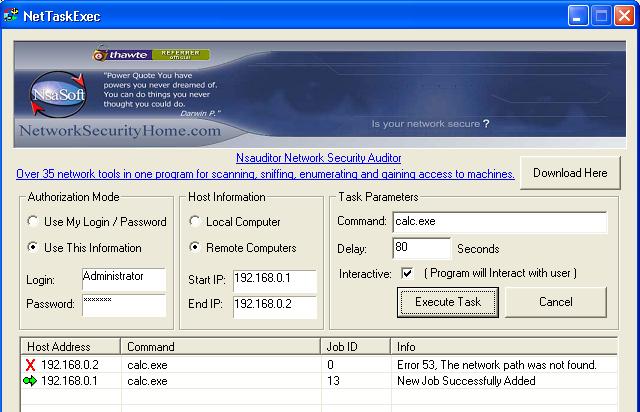NetTaskExec 1.3.2 software screenshot