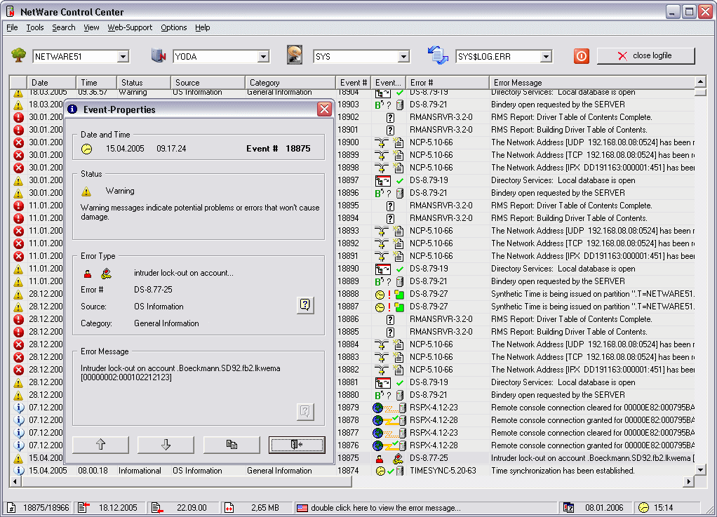 NetWare Control Center Enterprise Edt. 3.6.0 software screenshot