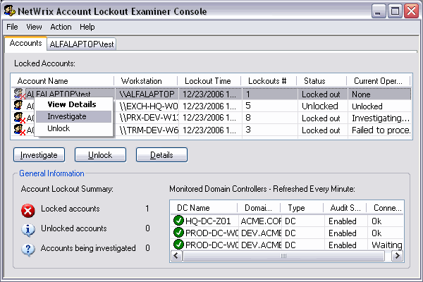 Account Lockout Examiner 4.1.380 software screenshot
