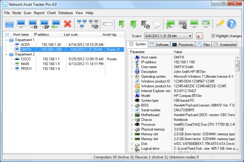 Network Asset Tracker Pro 4.1 software screenshot