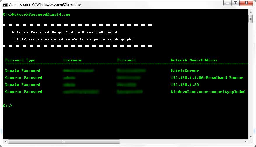 Network Password Dump 3.0 software screenshot