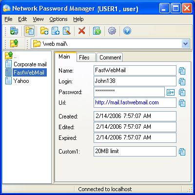 Network Password Manager 5.0 software screenshot