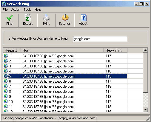 Network Ping 2.42 software screenshot